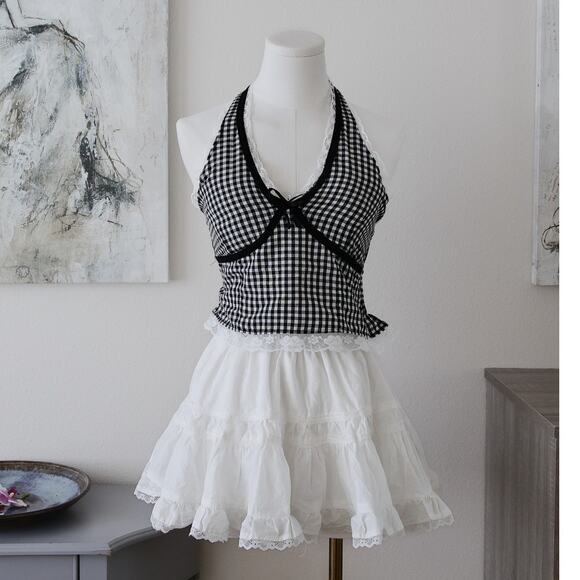Kawaii Tops - Gingham y2k Halter babydoll Kawaii top size XS
